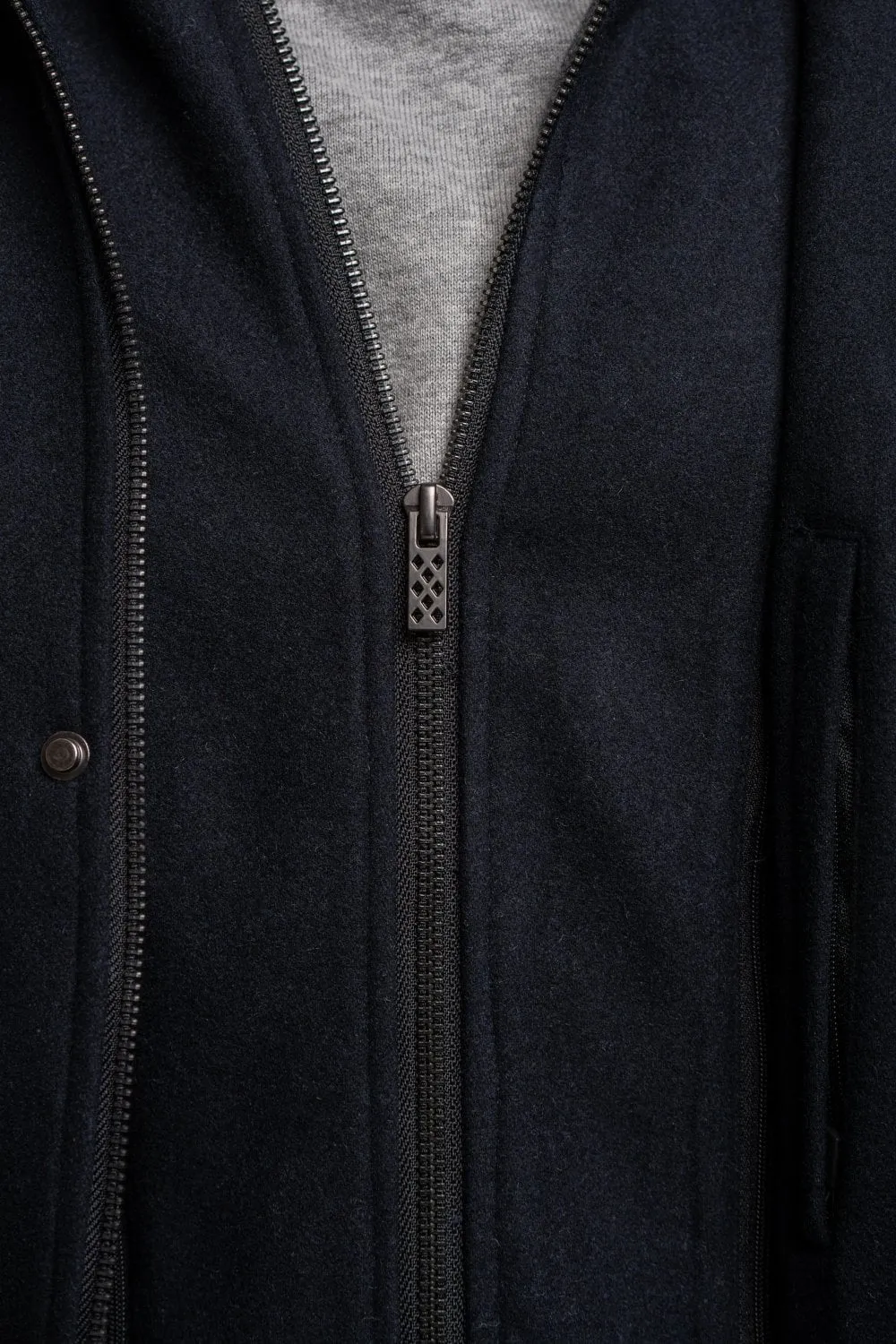 Cappotto cavani blu con cappuccio slim fit