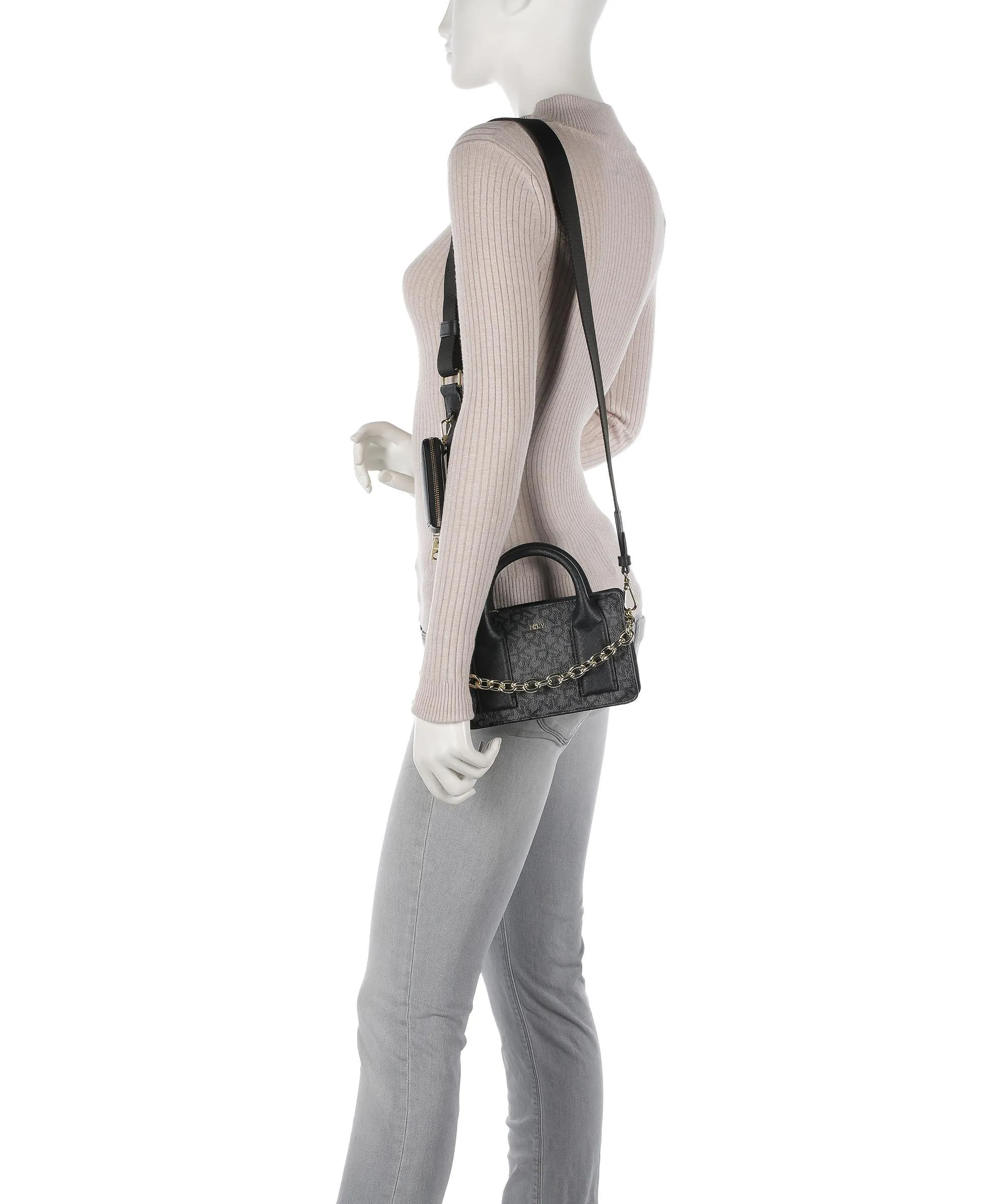  DKNY Otto Borsa a tracolla pelle sintetica nero/grigio  