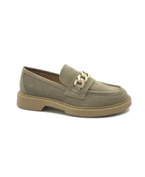 KEYS 8540 dodo beige scarpe mocassino donna camoscio catena
