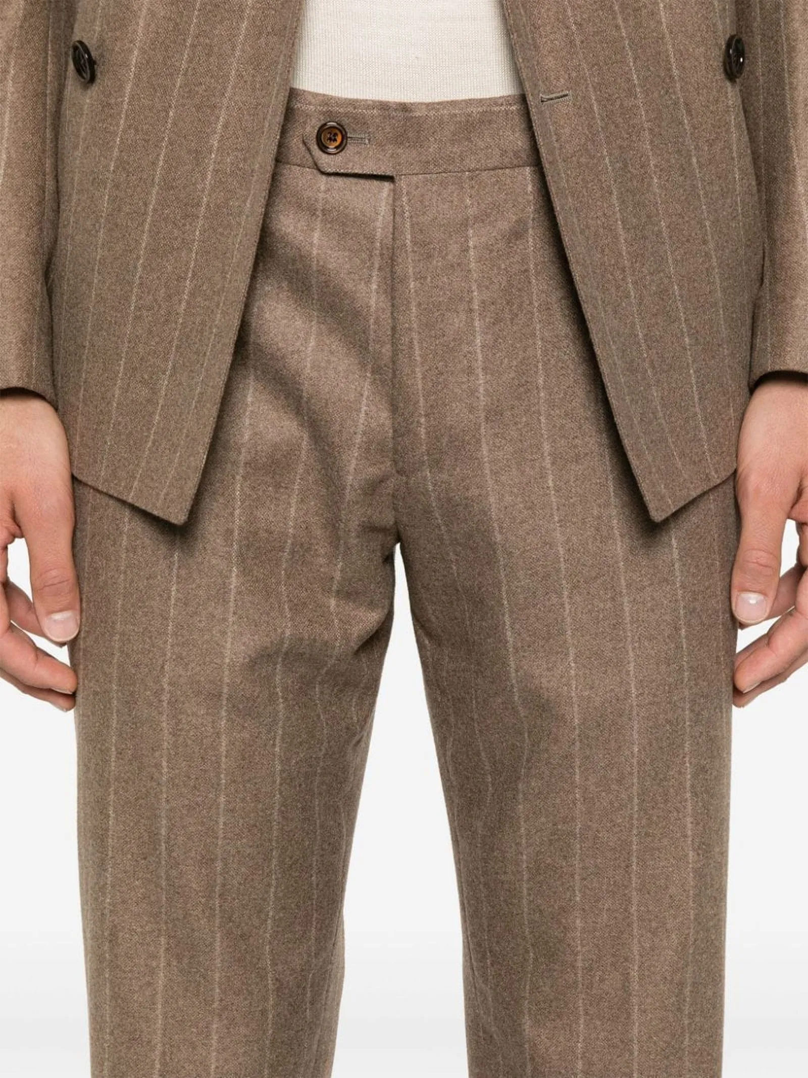 LARDINI Abbigliamento,Abiti Completo gessato in cashmere marrone chiaro 