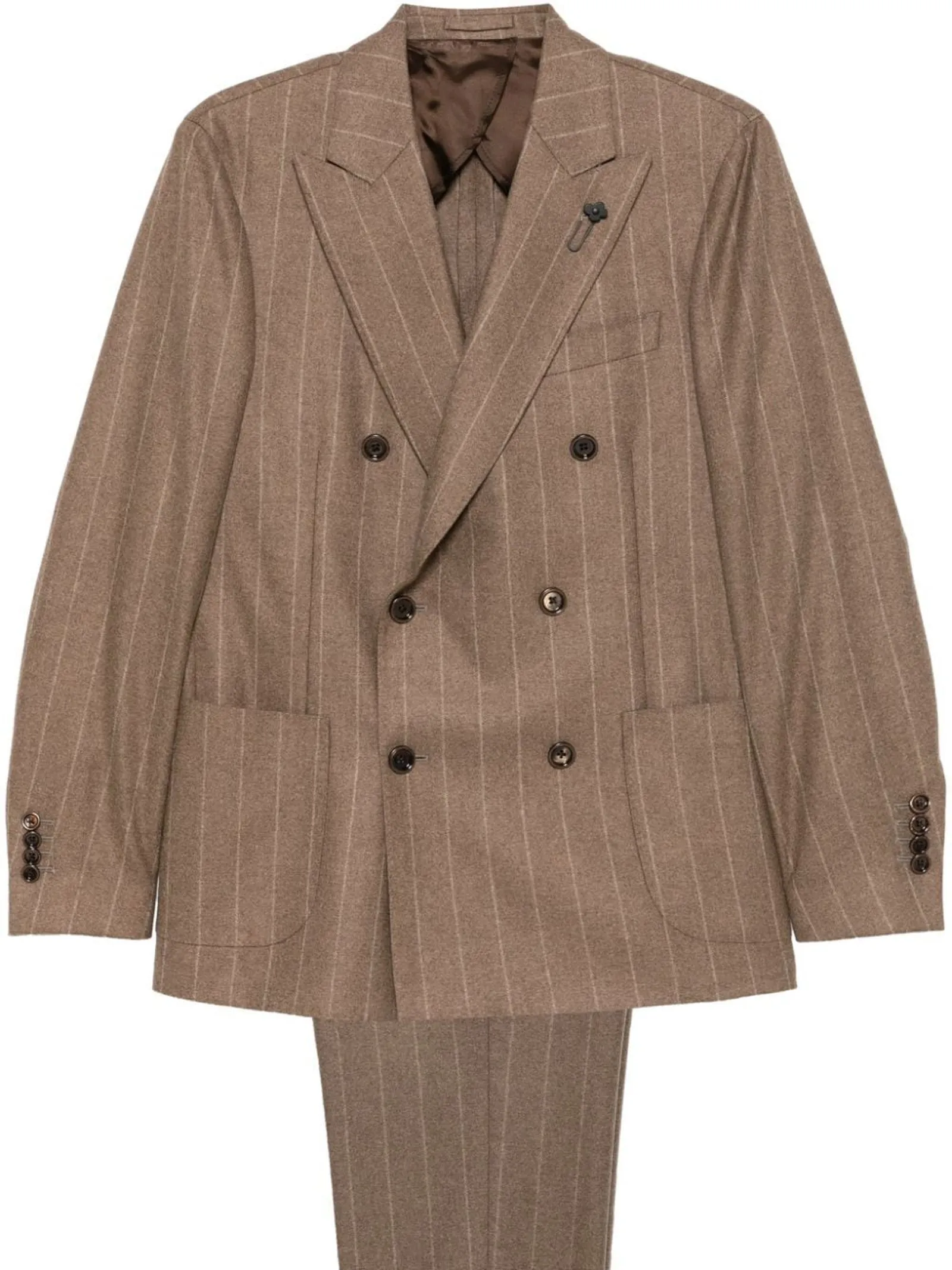 LARDINI Abbigliamento,Abiti Completo gessato in cashmere marrone chiaro 