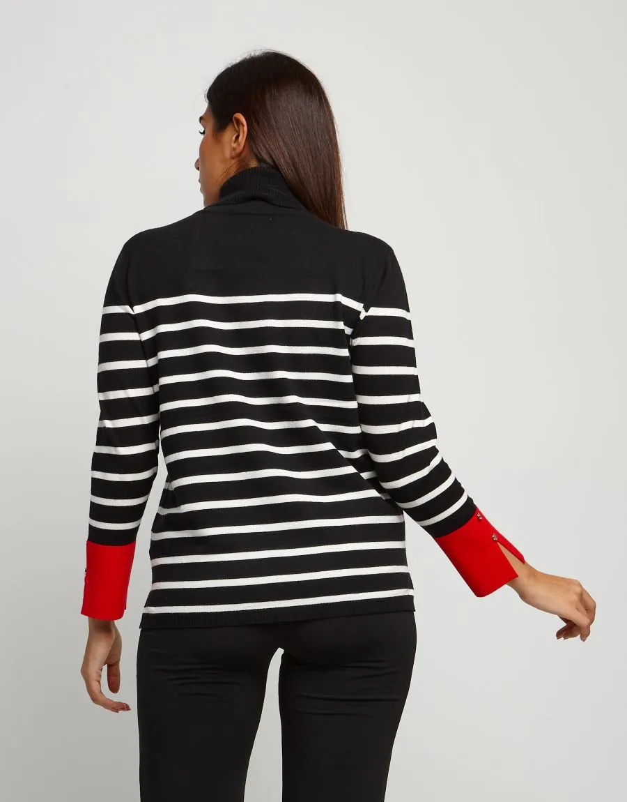 Maglia a righe con collo alto