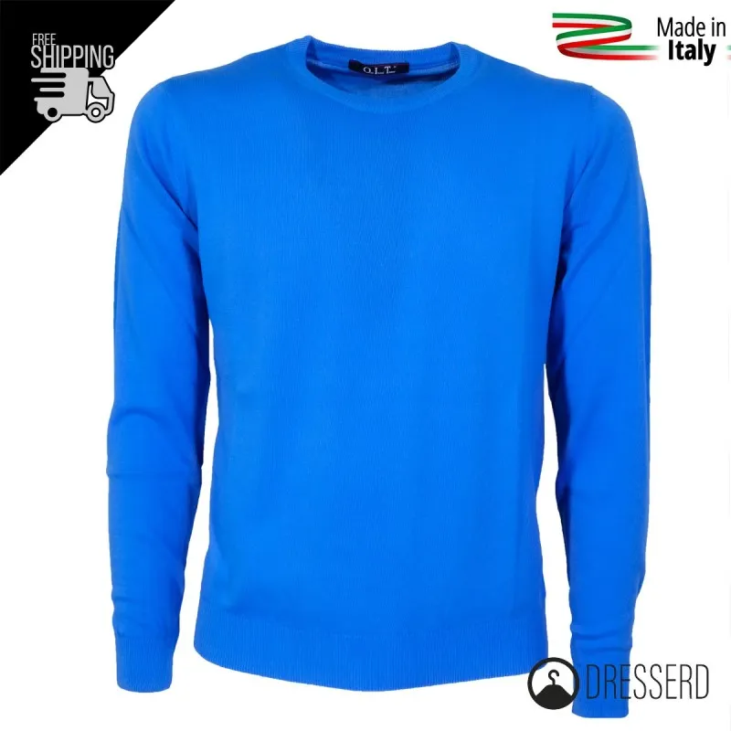 Maglia Uomo 100% Cotone Maglione Filo manica lunga Tinta unita Girocollo Dresserd