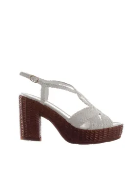 Sandalo platform cannes in pelle intrecciata
