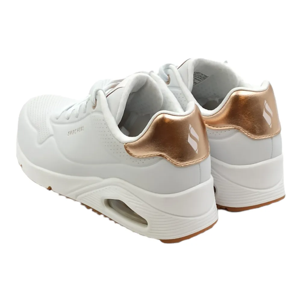 Sneaker donna in ecopelle SKECHERS 177094 WHT UNO GOLDEN AIR