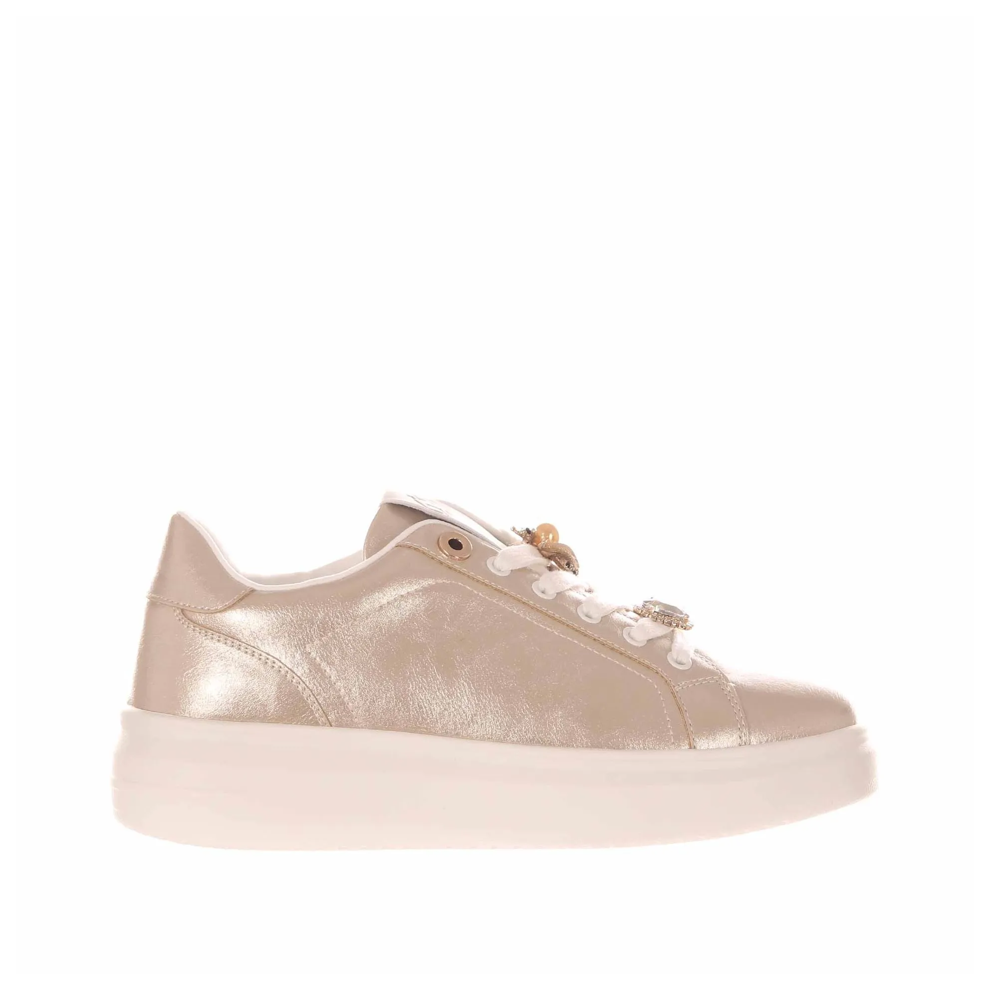 Sneaker in pelle con accessorio gioiello