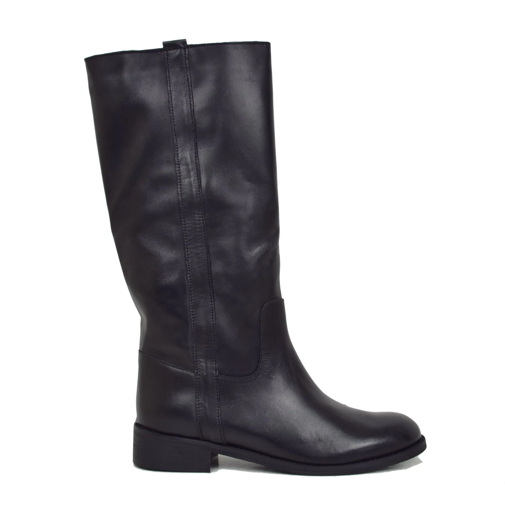 Stivali Camperos Donna Neri Vera in Pelle Classici Cavallerizza