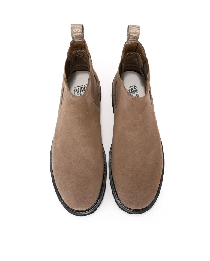 WALK IN PITAS Stivale Uomo TOM A-EE Pelle scamosciata suola eva stile chelsea 02 TAUPE